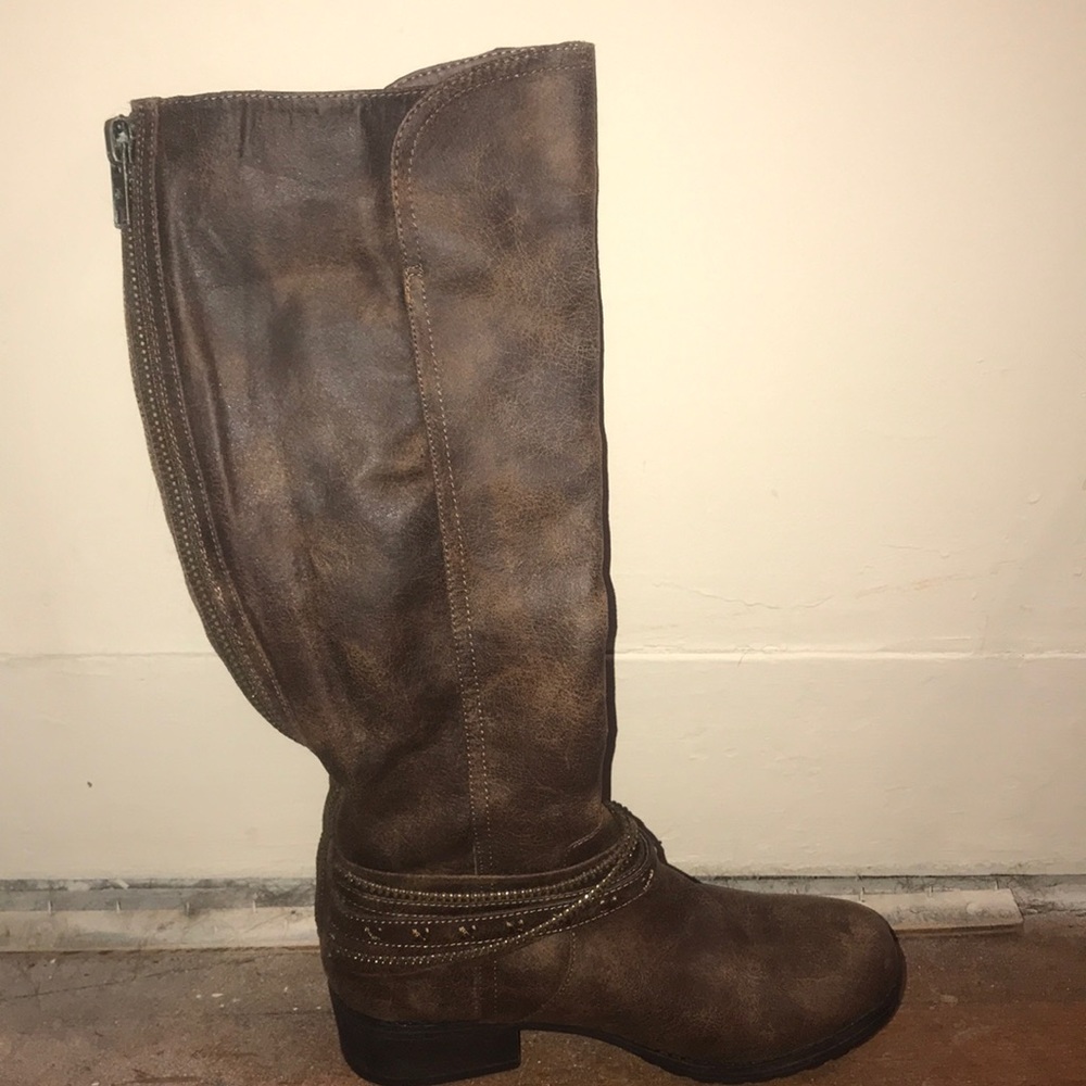 Brown knee high boots